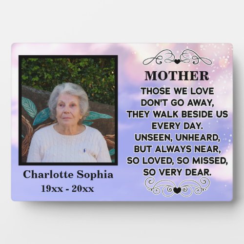 memorial quote for mom Custom Photo and name Plaque