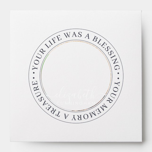 Memorial Quote Modern Elegant Chic Custom Photo Envelope (Front)