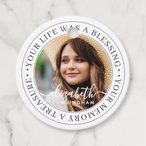 Memorial Quote Modern Elegant Chic Custom Photo Favor Tags