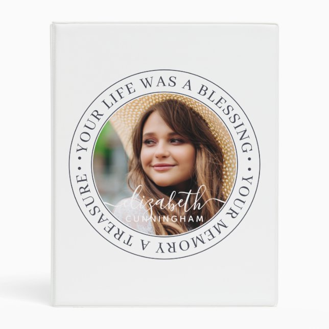 Memorial Quote Modern Elegant Chic Custom Photo Mini Binder (Front)