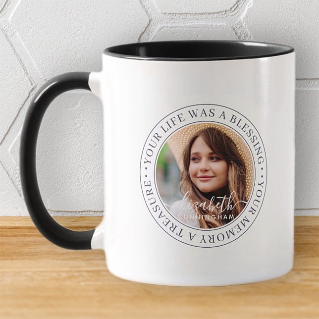 Memorial Quote Modern Elegant Chic Custom Photo Mug (Creator Uploaded)