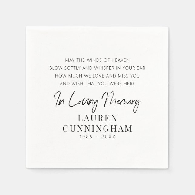 Memorial Quote Modern Elegant Simple Chic Napkins (Front)