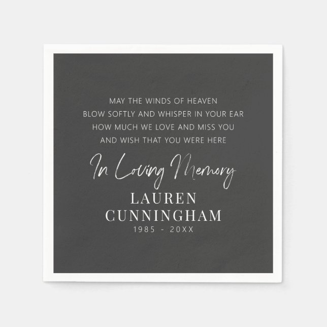 Memorial Quote Modern Elegant Simple Chic Napkins (Front)
