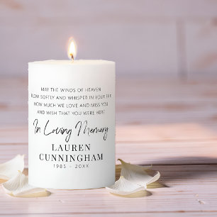 Memorial Quote Modern Elegant Simple Chic Pillar Candle