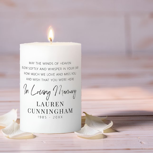 Memorial Quote Modern Elegant Simple Chic Pillar Candle (Creator Uploaded)