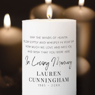 Memorial Quote Modern Elegant Simple Chic Pillar Candle