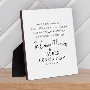 Memorial Quote Modern Elegant Simple Chic Plaque