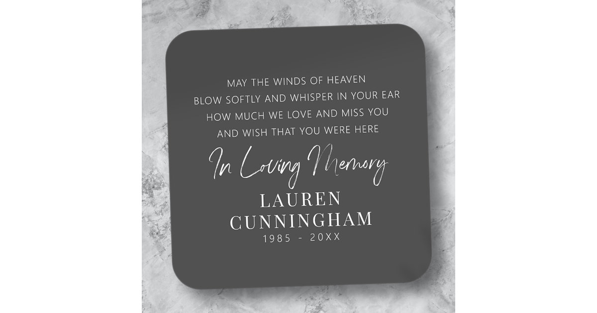 Memorial Quote Modern Elegant Simple Chic Square Sticker | Zazzle