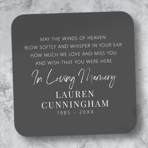 Memorial Quote Modern Elegant Simple Chic Square Sticker