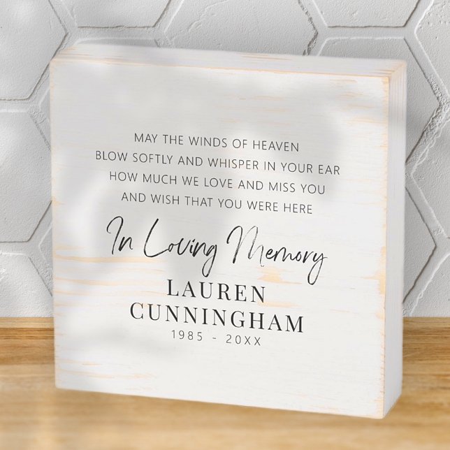Memorial Quote Modern Elegant Simple Chic Wooden Box Sign (Creator Uploaded)