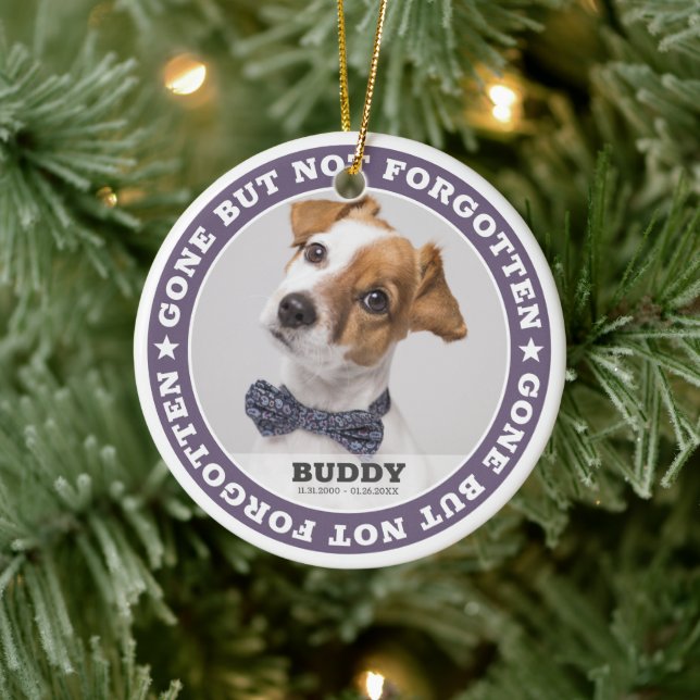 Memorial Quote Modern Pet Photo Sympathy Keepsake Ceramic Ornament (Tree)
