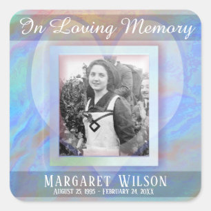 Memorial Rainbow Cloud - Add Photo Square Sticker