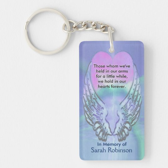 Memorial | Rainbow Heart Angel Wings Keychain | Zazzle.com