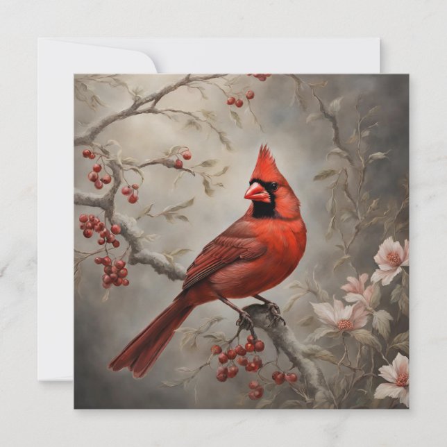  Memorial Red Cardinal Remembrance Sympathy Card (Front)
