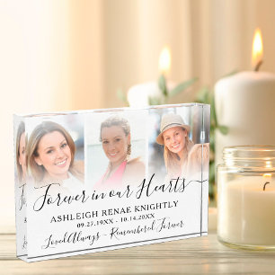 Memorial Remembrance 3 Photo Tribute Keepsake Block