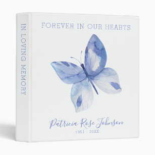 Memorial Remembrance Book Butterfly Funeral 3 Ring Binder