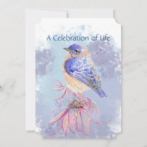 Memorial Remembrance Celebration of Life Bluebird Invitation