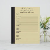 Memorial Remembrance Guest Book Filler Page Paper (Standing Front)