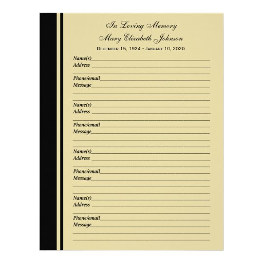 memorial guest book templates
