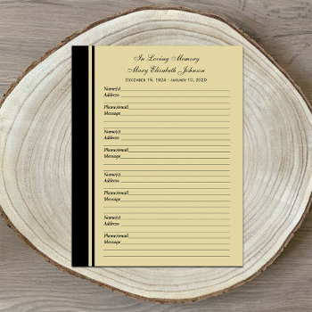 Memorial Remembrance Guest Book Filler Page Paper by sympathythankyou at Zazzle