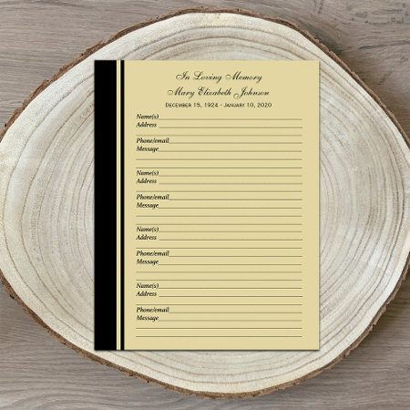 Memorial Remembrance Guest Book Filler Page Paper