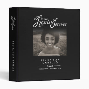 Memorial remembrance hearts black photo book 3 ring binder