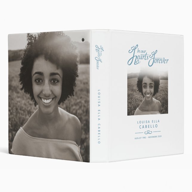 Memorial remembrance hearts white photo book 3 ring binder (Background)