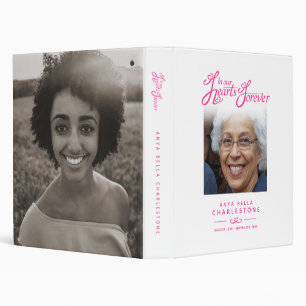 Memorial remembrance hearts white pink photo book 3 ring binder