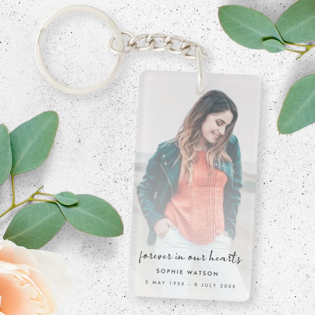 Memorial Remembrance Keepsake Favor Modern Funeral Keychain (Creator Uploaded)