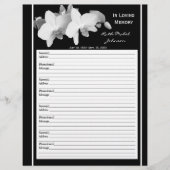 Memorial Remembrance Orchid Guest Book Filler Page (Front)