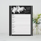 Memorial Remembrance Orchid Guest Book Filler Page (Standing Front)