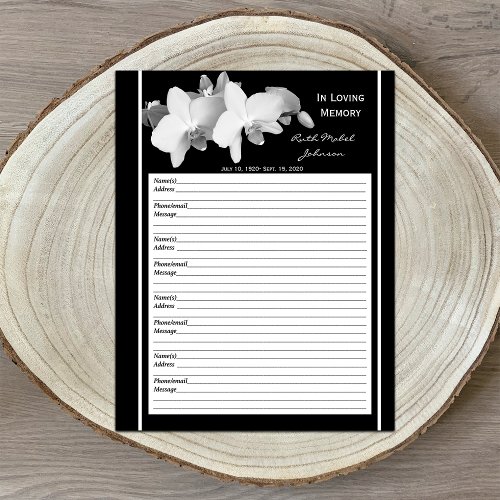 Memorial Remembrance Orchid Guest Book Filler Page