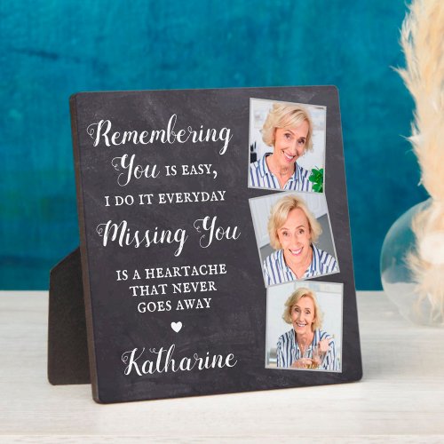 Memorial Remembrance Personalized 3 Photo Collage Plaque