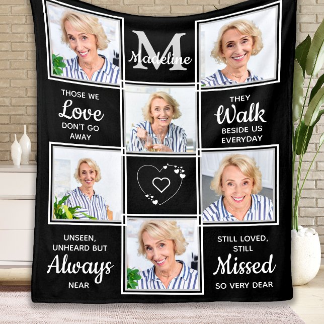 Memorial Remembrance Personalized Photo Collage Fleece Blanket (Creator Uploaded)