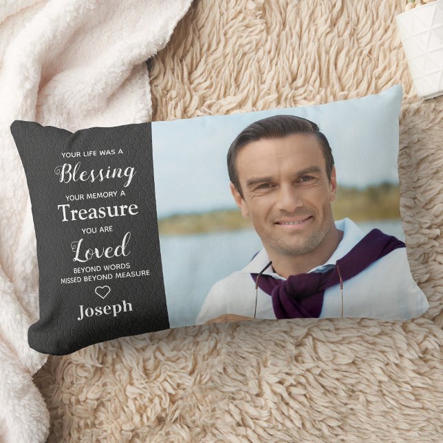 Memorial Remembrance Poem Custom 2 Photo Lumbar Pillow (Creator Uploaded)