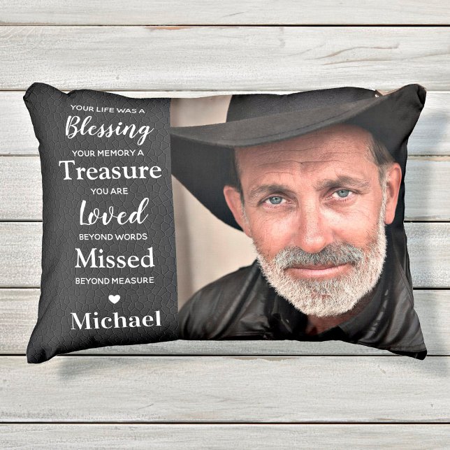 Memorial Remembrance Poem Faux Leather 2 Photo Accent Pillow (Creator Uploaded)