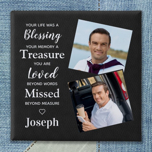 Memorial Remembrance Poem Faux Leather Photo Button (Creator Uploaded)