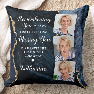 Memorial Remembrance Poem Personalized 3 Photo Throw Pillow