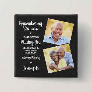 Memorial Remembrance Sympathy Faux Leather Photo Button