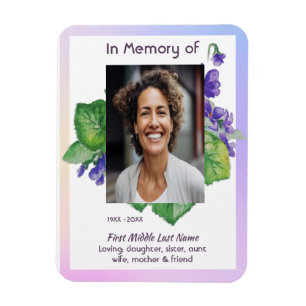 Memorial Remembrance Watercolor Wild Violet Magnet