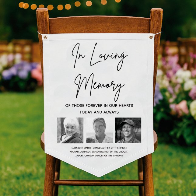 Memorial Reserved Chair Wedding Custom 3 Photo Pennant (Memorial Reserved Chair Wedding Custom 3 Photo Pennant
)