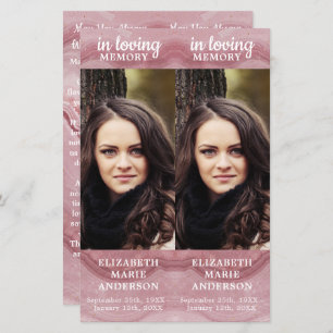 Memorial Rose Quartz 2 Funeral Prayer Bookmark