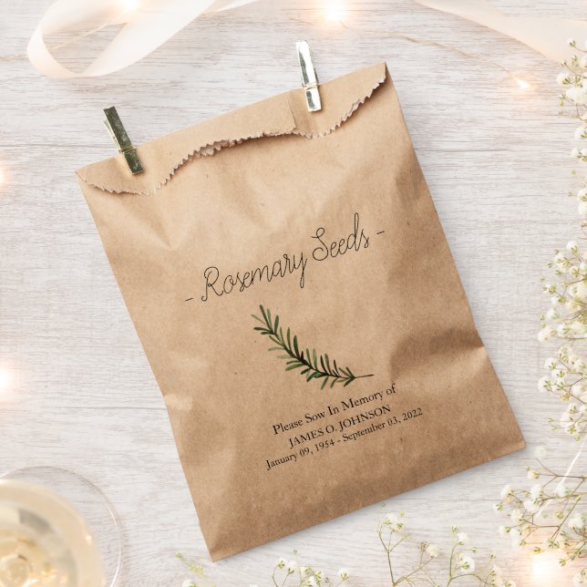 Memorial Rosemary Seed Funeral Favor Bag (Clipped)