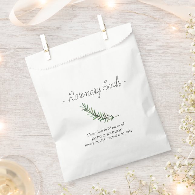 Memorial Rosemary Seed Funeral  Favor Bag (Clipped)