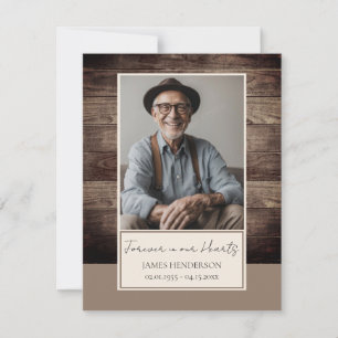 Memorial Rusitc Wood Photo Funeral Keepsake Invitation