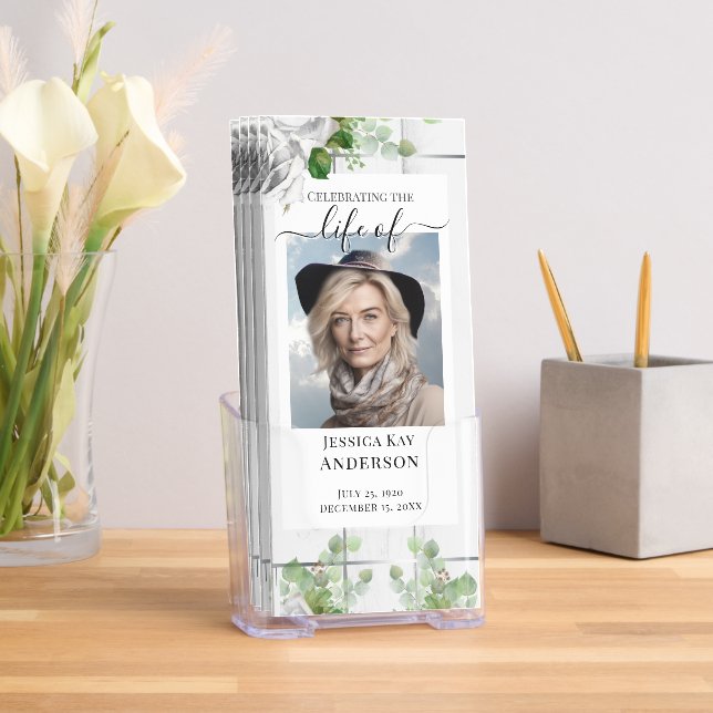 Memorial Rustic Wood and Floral Trifold Brochure (Insitu)