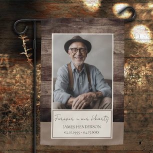 Memorial Rustic Wood Photo Weatherproof Garden Flag