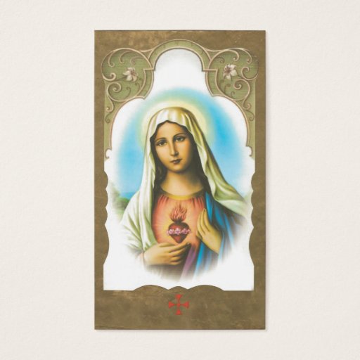 Customizable Memorial Sacred Heart of Mary Prayer Card Business Card Templates