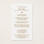 Memorial Sacred Heart of Mary Prayer Card (Back)