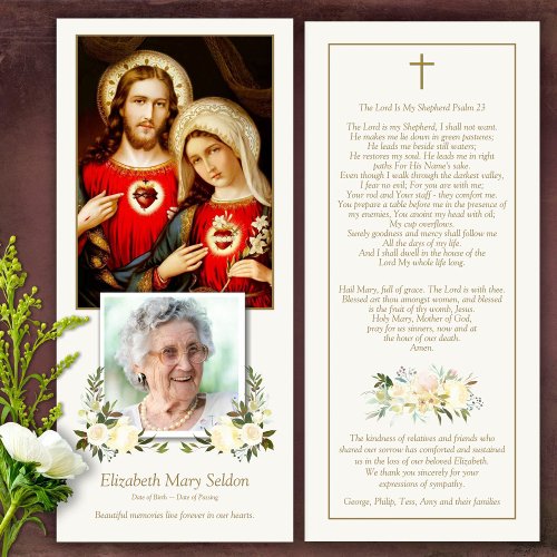 Memorial Sacred Hearts Funeral Thank You Card
